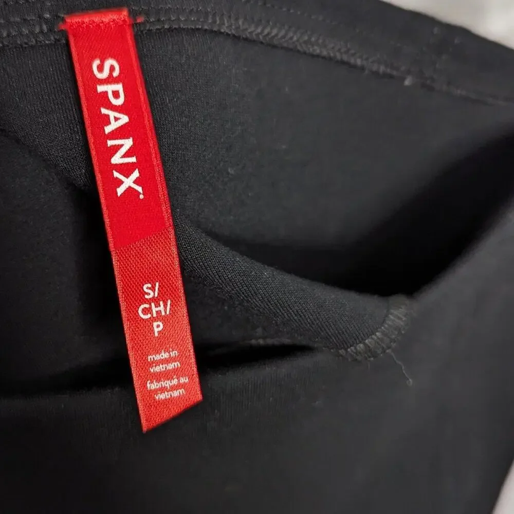 Spanx Black Stretch Slimming Pencil Skirt Double Back Slit Seam Detail Size S